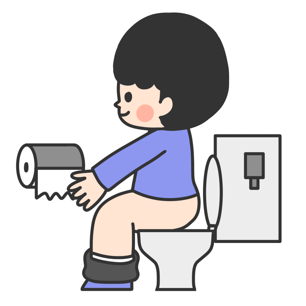 といれにすわってといれっとぺーぱーをとる