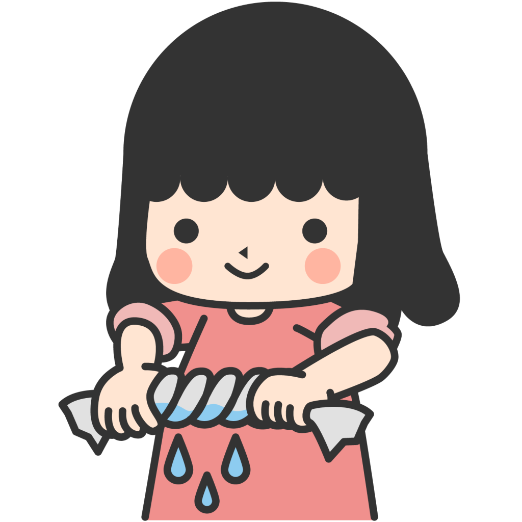 ぞうきんをしぼる