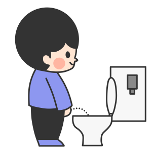 たっておしっこする（洋式トイレ、ズボンをおろさない）