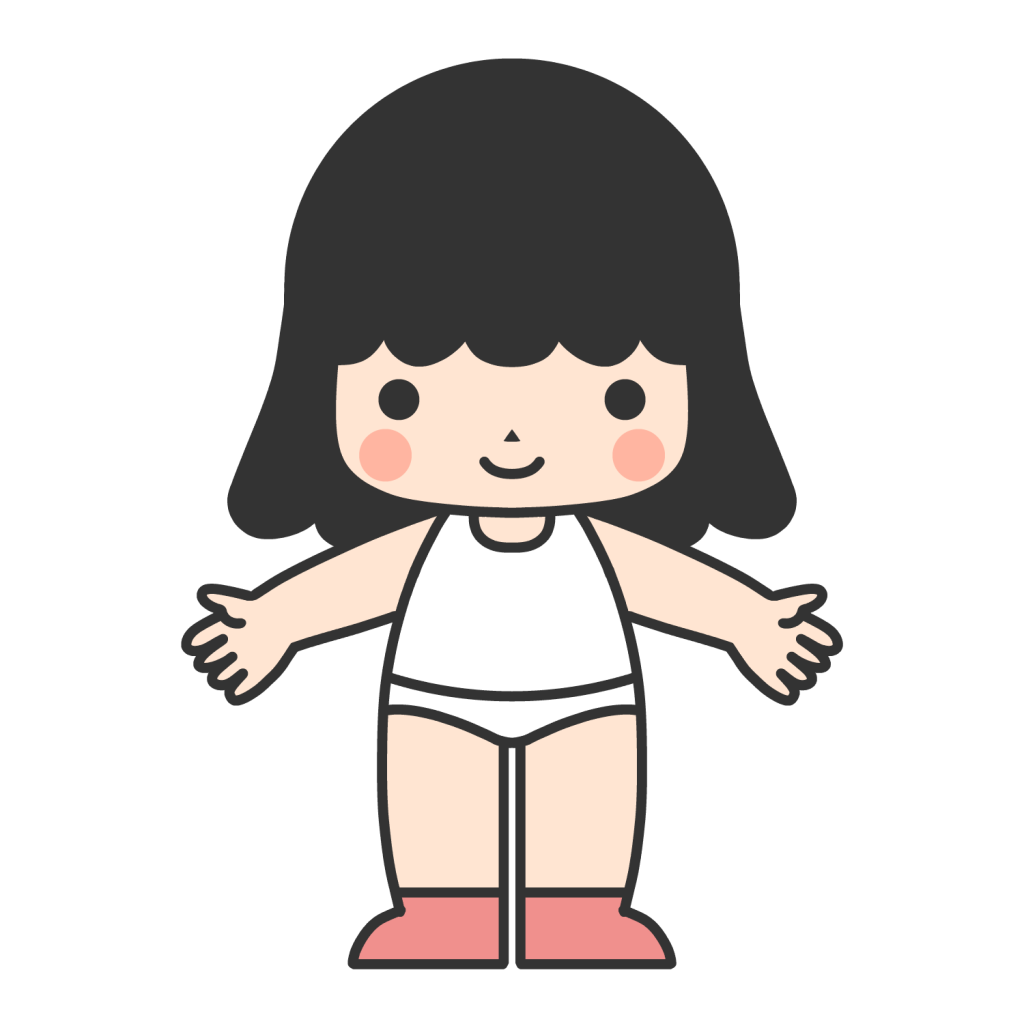 下着姿に靴下をはいている女の子