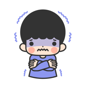 さむがっている男の子