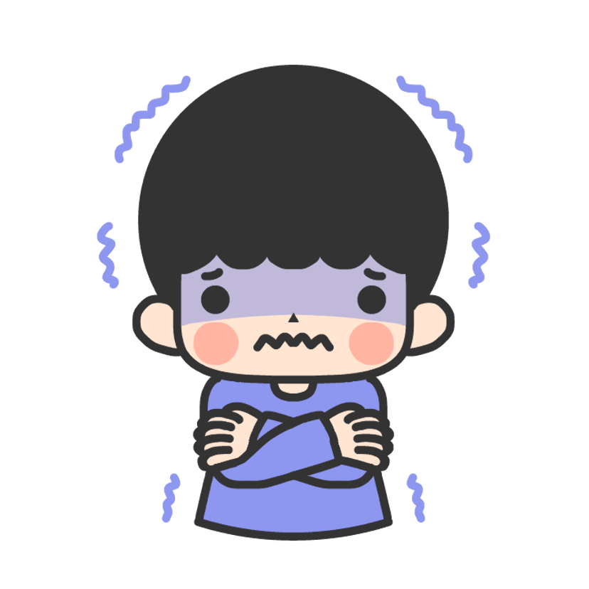 さむがっている男の子