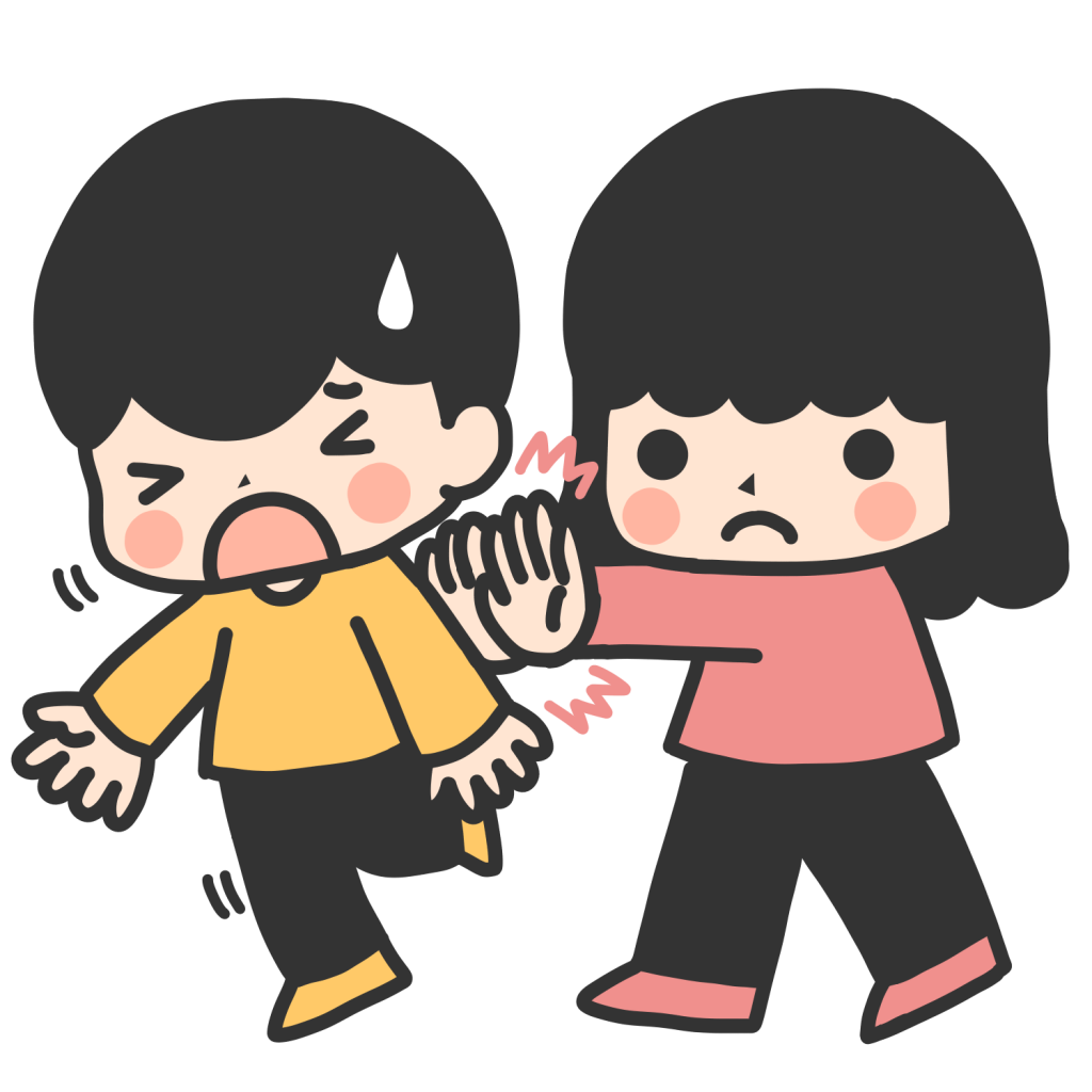 人を押す女の子