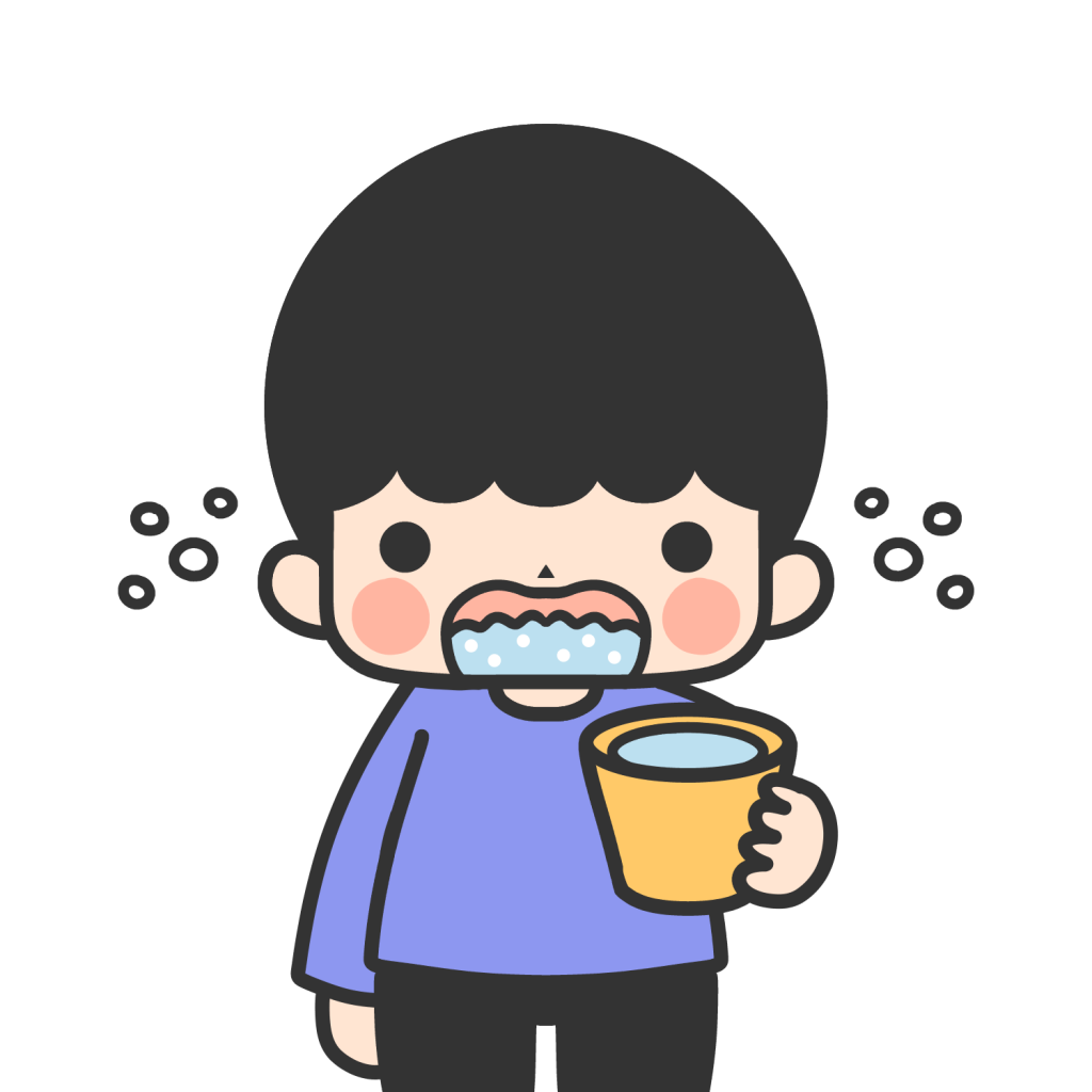 ガラガラうがいをする男の子