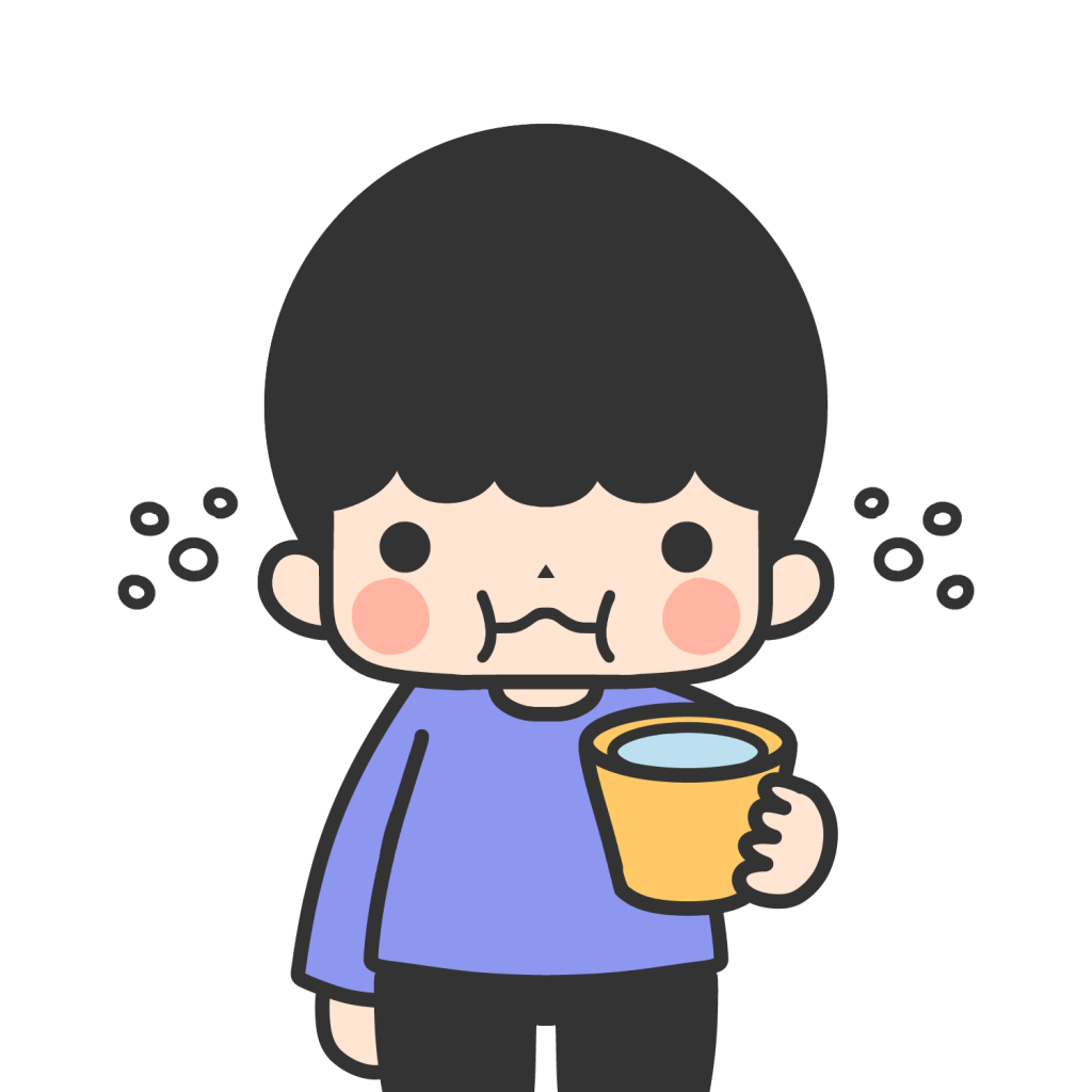 ブクブクうがいをする男の子