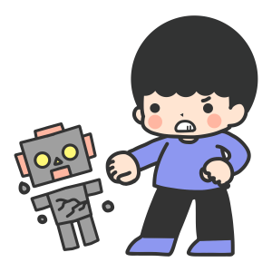 パンチでものをこわす男の子