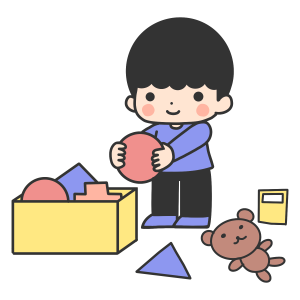 お片付けをする男の子