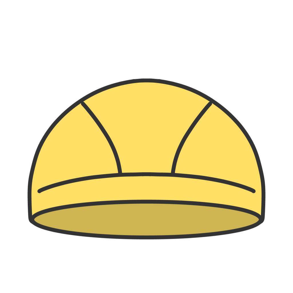 黄色の水泳帽子