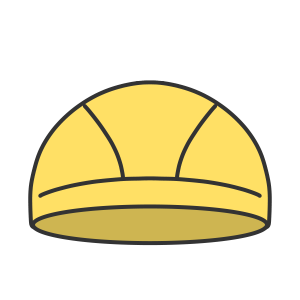 黄色の水泳帽子