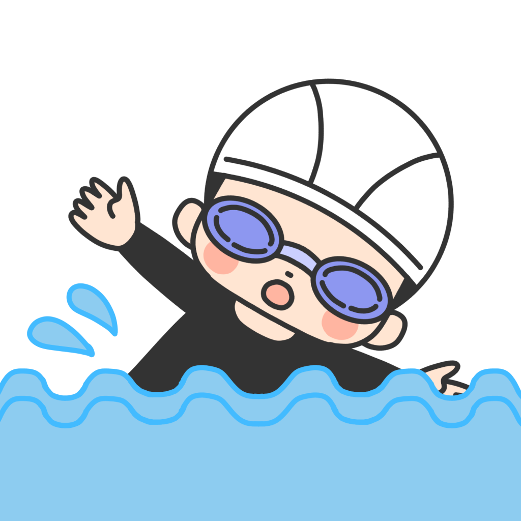 水泳ゴーグルをつけて泳いでいる人