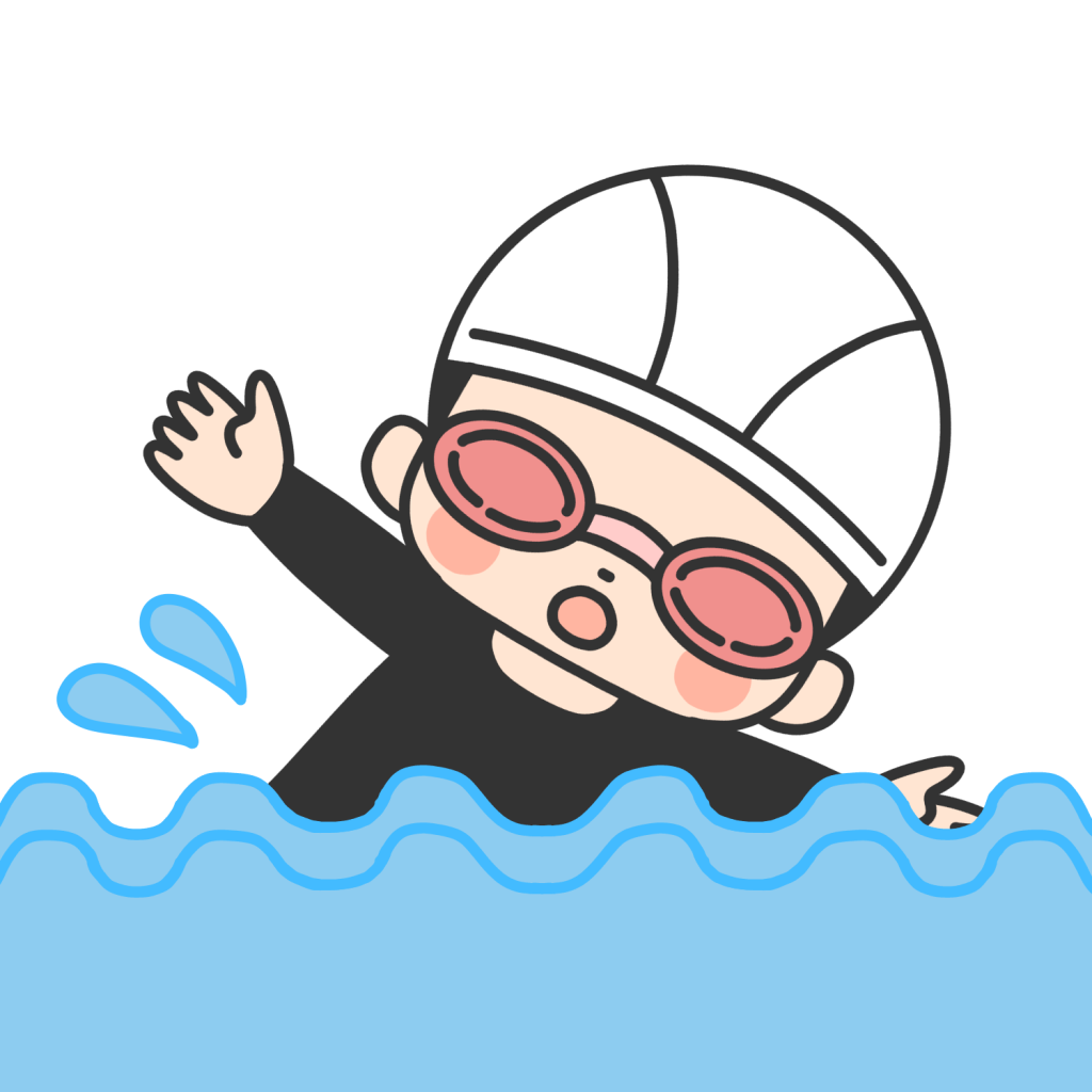 水泳ゴーグルをつけて泳いでいる人