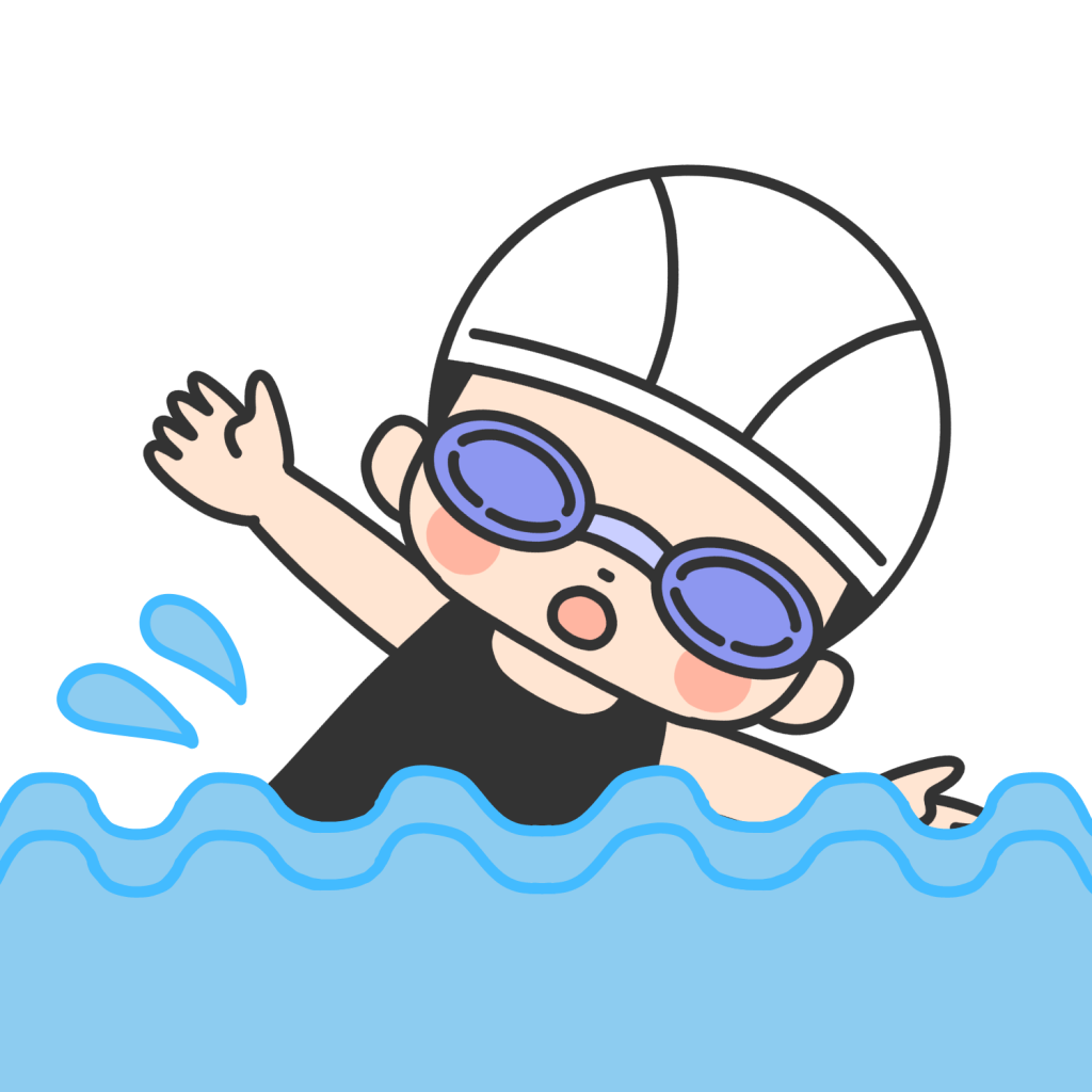 水泳ゴーグルをつけて泳いでいる人