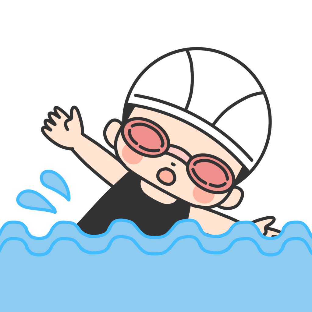 水泳ゴーグルをつけて泳いでいる人